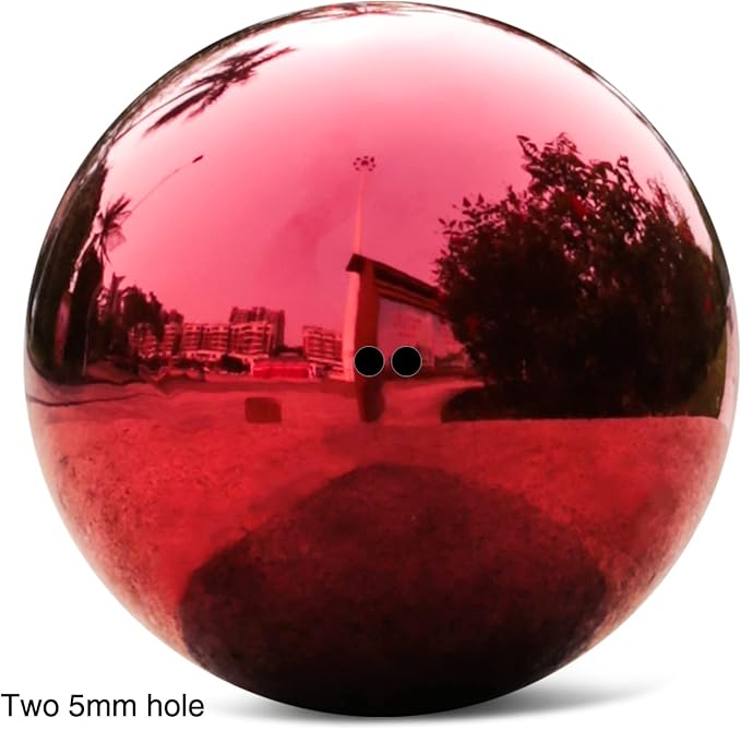 Stainless Steel Red Gazing Mirror Ball,10inch