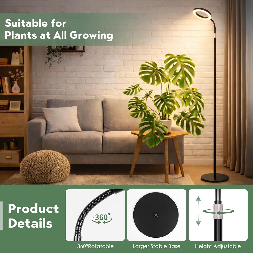 LBW Grow Light with Stand for Indoor Plants, Adjustable Height up to 68", Full Spectrum Grow Light