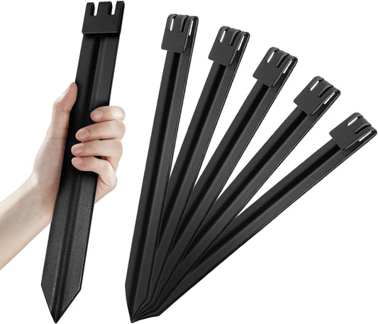6Pcs Black Metal Landscape Edging Stakes, 10In Garden Stakes Landscape Anchoring Spikes for Terrace