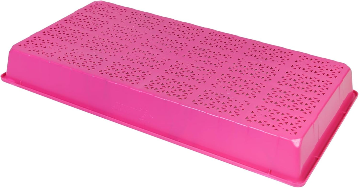 SUNPACK 10" x 20" Heavy Duty Mesh Plastic Seed Starting Tray, Magenta, 2.3" (Pack of 10) - Ensures Water Drainage and Aeration, Perfect for Greenhouses or Indoor Gardening