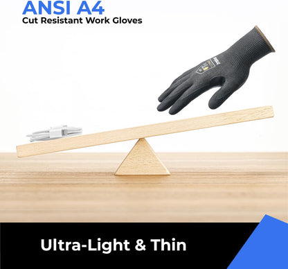 toolant ANSI A4 Cut Resistant Work Gloves without Steel and Fiberglass, Ultra Light & Thin, for Fishing, WoodCarving