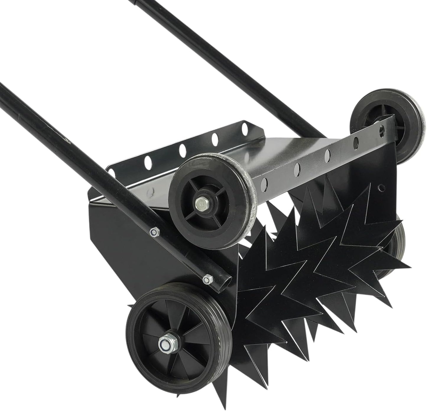 VINGLI Lawn Aerator, 19-Inch Heavy Duty Push Spike Aerator with 4 Wheels, Easy-to-Assemble, 45'' Push Rolling Aerator for Lawm, Yard and Garden(Black)