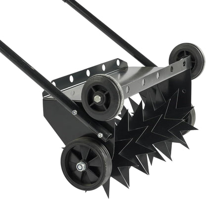 VINGLI Lawn Aerator, 19-Inch Heavy Duty Push Spike Aerator with 4 Wheels, Easy-to-Assemble, 45'' Push Rolling Aerator for Lawm, Yard and Garden(Black)
