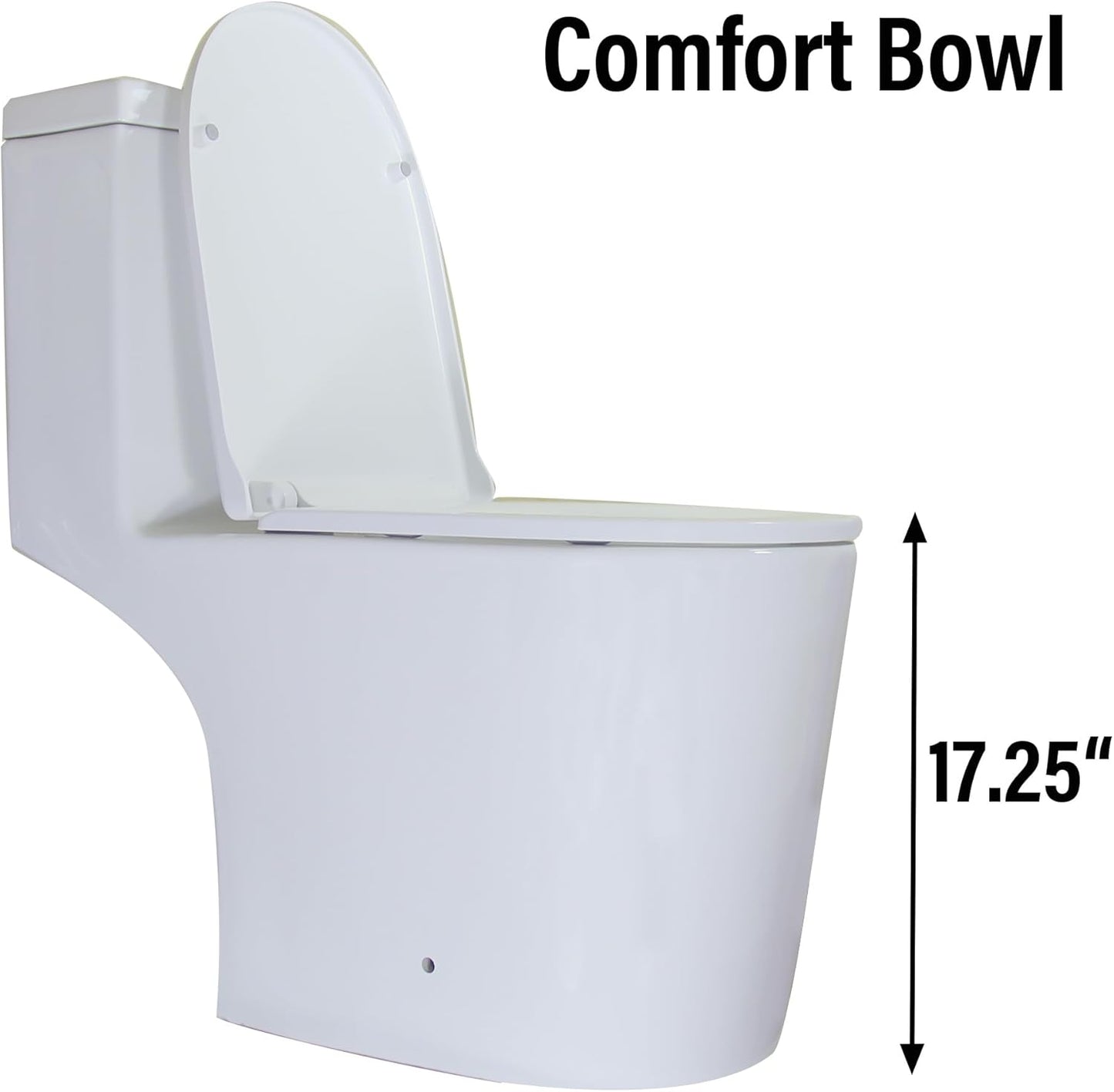 WinZo 450W Macerator Pump Toilet For Basement,Elongated 17-inch Tall Comfort Seat,Powerful Macerating Toilet System With 3 Water Inlet & Ac Vent