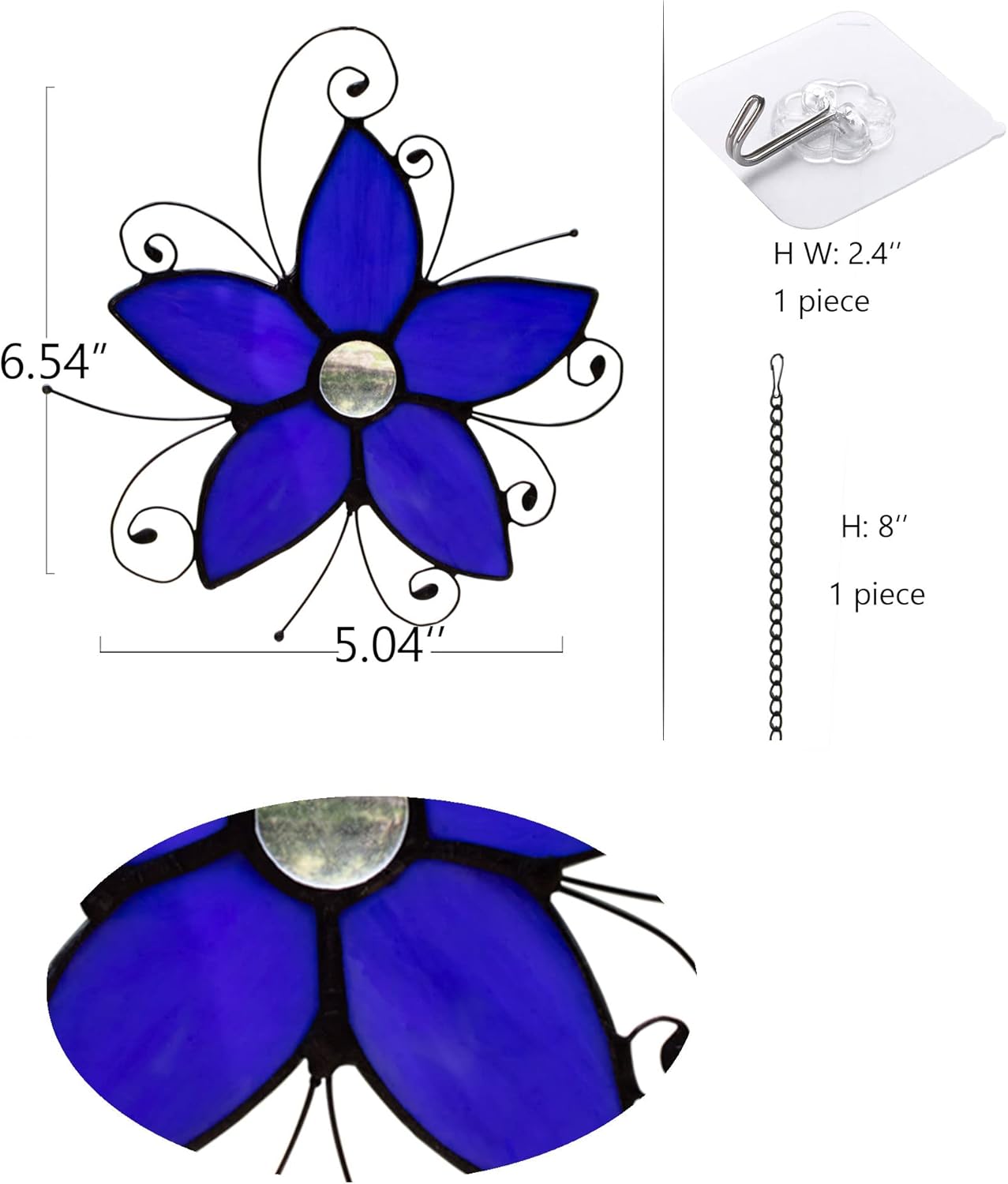 Forget-me-not Stained Glass Window Hangings, Forget Me Not Flower Suncatcher for Window,Stained Glass Flowers, Birthday Gifts for Women and Flower Lovers (Blue)