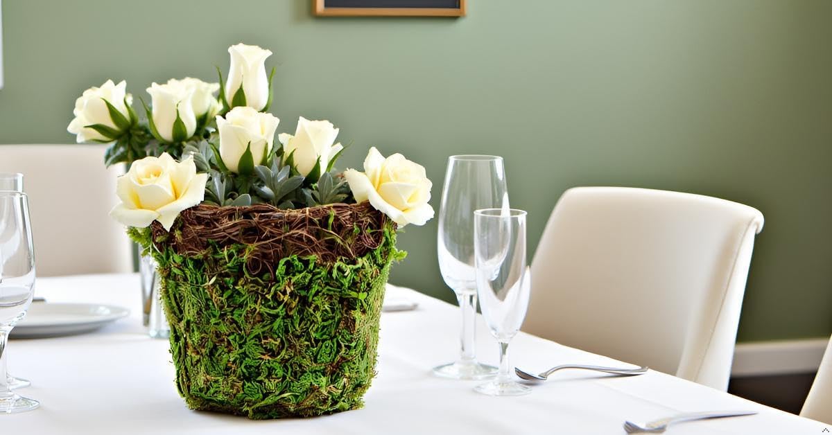 SuperMoss (55152 Vineyard Decorative Moss Basket Ideal for Home Decor, Office Decor, and Indoor Plants, Medium Size: 5.5″ x 4.7″, Fresh Green