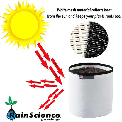 Grow Bag, Air Pruning Mesh Fabric Plant Container (3 Gallon, White/Black)