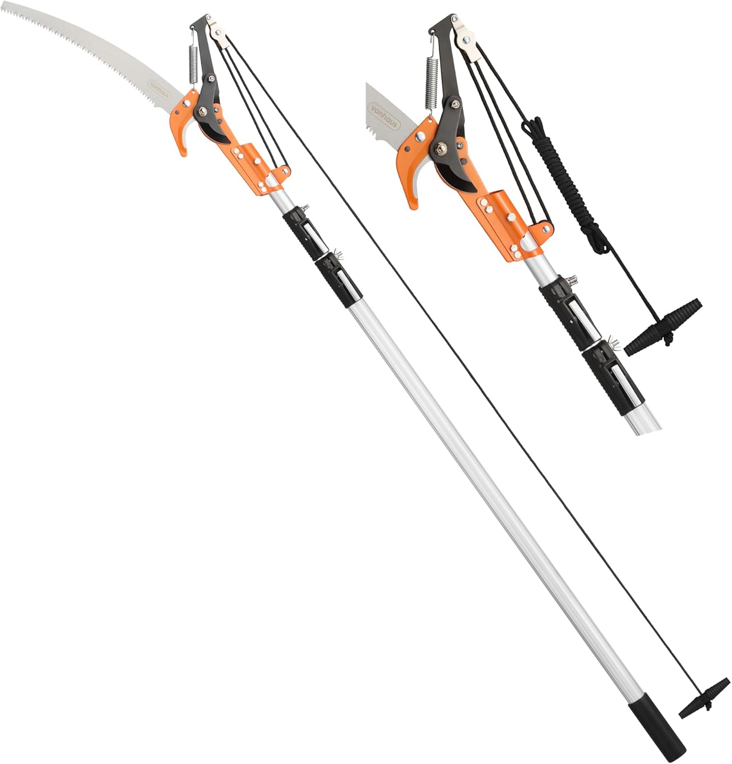 VonHaus Telescopic Tree Pruner & Lopper 2 in 1 – Long Reach 3.3m Cutter, Retractable & Extendable Pole Saw for Branches – Lightweight Aluminium Pole, Steel Blade – Blade Cover Included