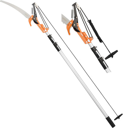 VonHaus Telescopic Tree Pruner & Lopper 2 in 1 – Long Reach 3.3m Cutter, Retractable & Extendable Pole Saw for Branches – Lightweight Aluminium Pole, Steel Blade – Blade Cover Included
