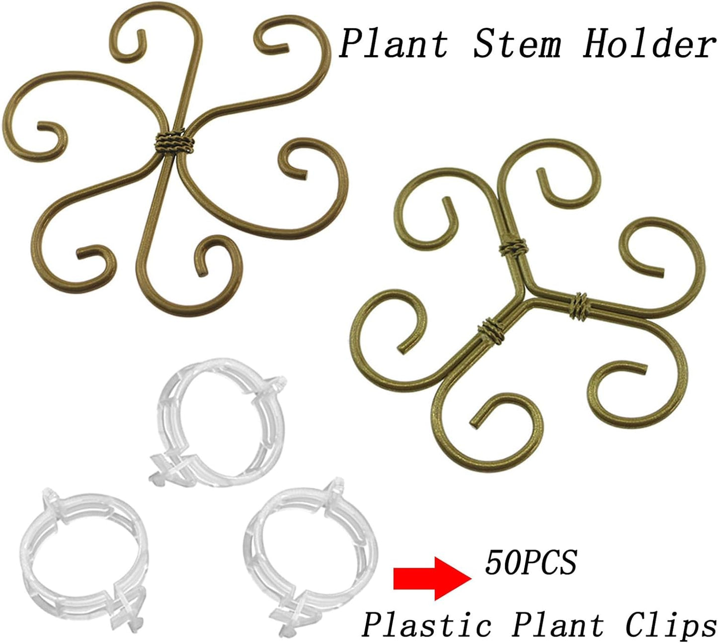 QAZXCDEW-Plant Stem Support,Vertical Growth Support,Plant Stem Holder,Combining Two Styles Delivery of 50 Plastic Plant Clips for Thriving Growth Middle and Small Climbing Plants-8pcs