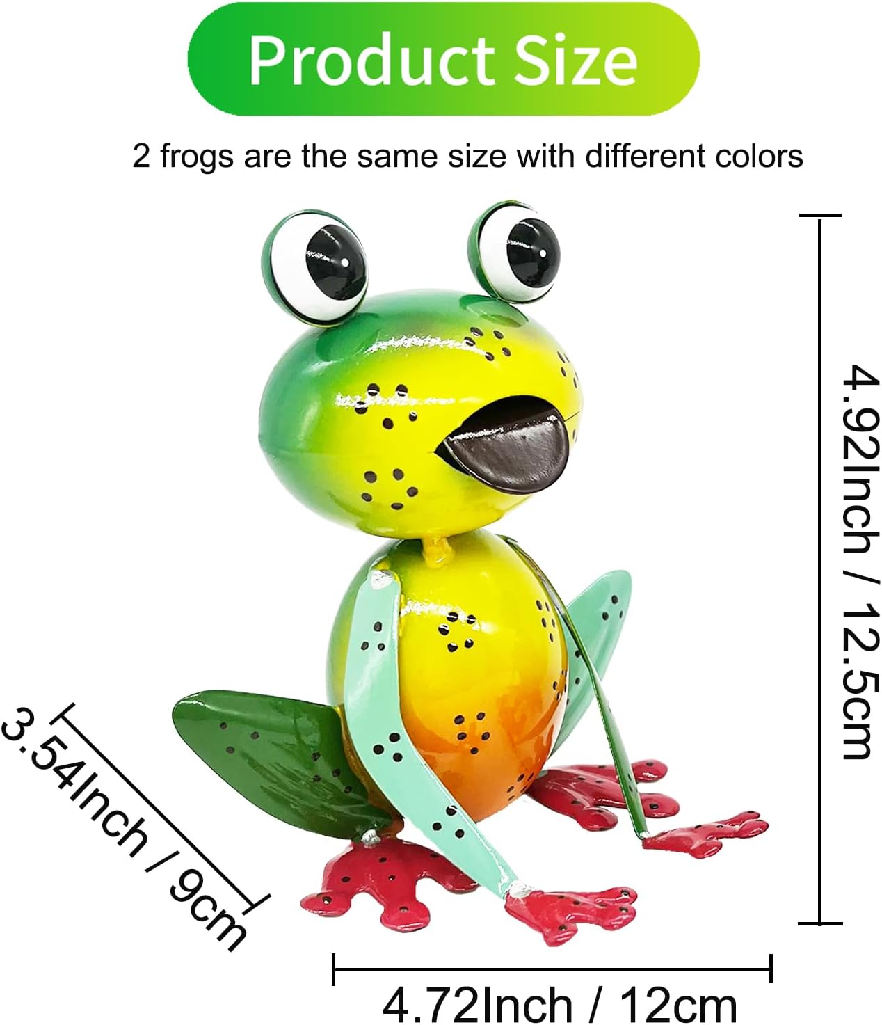 Metal Garden Decor Yard Art for Outside Set of 2 Cute Small Frogs Lawn Patio Ornaments Backyard Decorations Garden Gifts for Mom - (Yellow,Green)