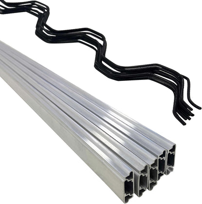 20 Set Greenhouse Lock Channel and Spring Wire,1MM Thick Aluminum Alloy Lock Channel and PVC Coated Spring Wires for Fixing Greenhouse Plastic Cover and Shade Cloth,6.6 FT,20 Set, LC20