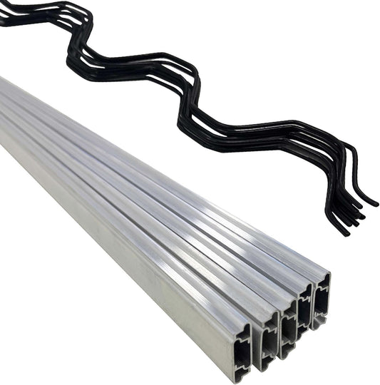 10 Set Greenhouse Lock Channel and Spring Wire,1MM Thick Aluminum Alloy Lock Channel and PVC Coated Spring Wires for Fixing Greenhouse Plastic Cover and Shade Cloth,6.6 FT,10 Set