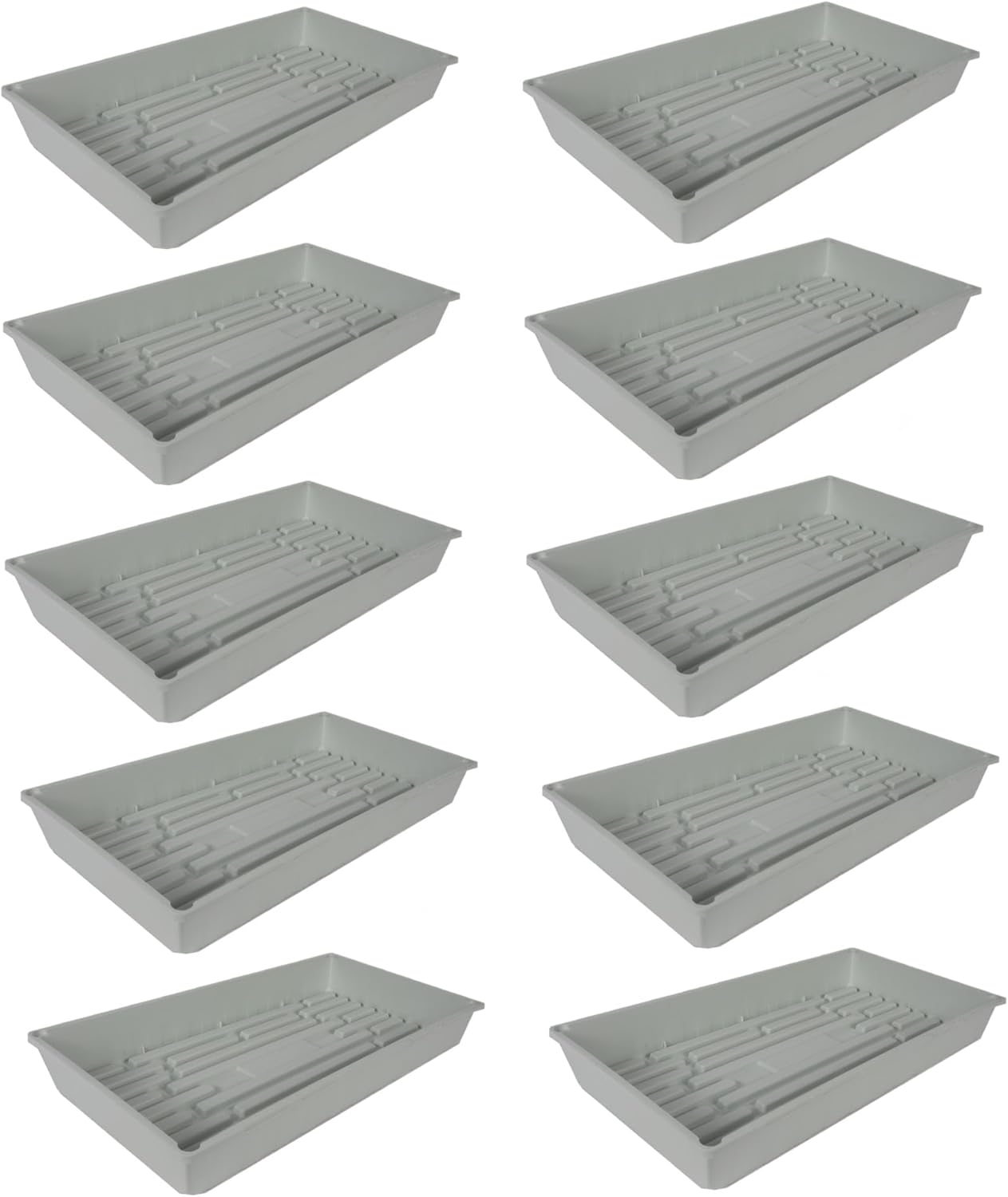SUNPACK 10" x 20" Mega Plastic Seed Starting Tray, White, 2.5" (Pack of 10) - No Drainage Holes, Ideal for Greenhouses or Indoor Gardening - Made of Thick, Strong Plastic