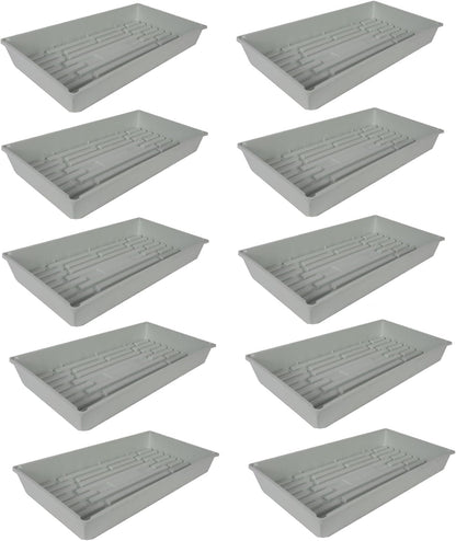 SUNPACK 10" x 20" Mega Plastic Seed Starting Tray, White, 2.5" (Pack of 10) - No Drainage Holes, Ideal for Greenhouses or Indoor Gardening - Made of Thick, Strong Plastic