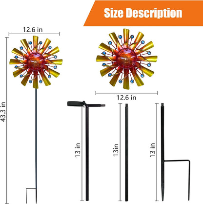 Solar 46" Sunflowers Wind Spinners for Yard and Garden, Metal Clearance Windmill Kinetic Outdoor Decor, Wind Sculpture Yard Art Decorations for Patio, Lawn