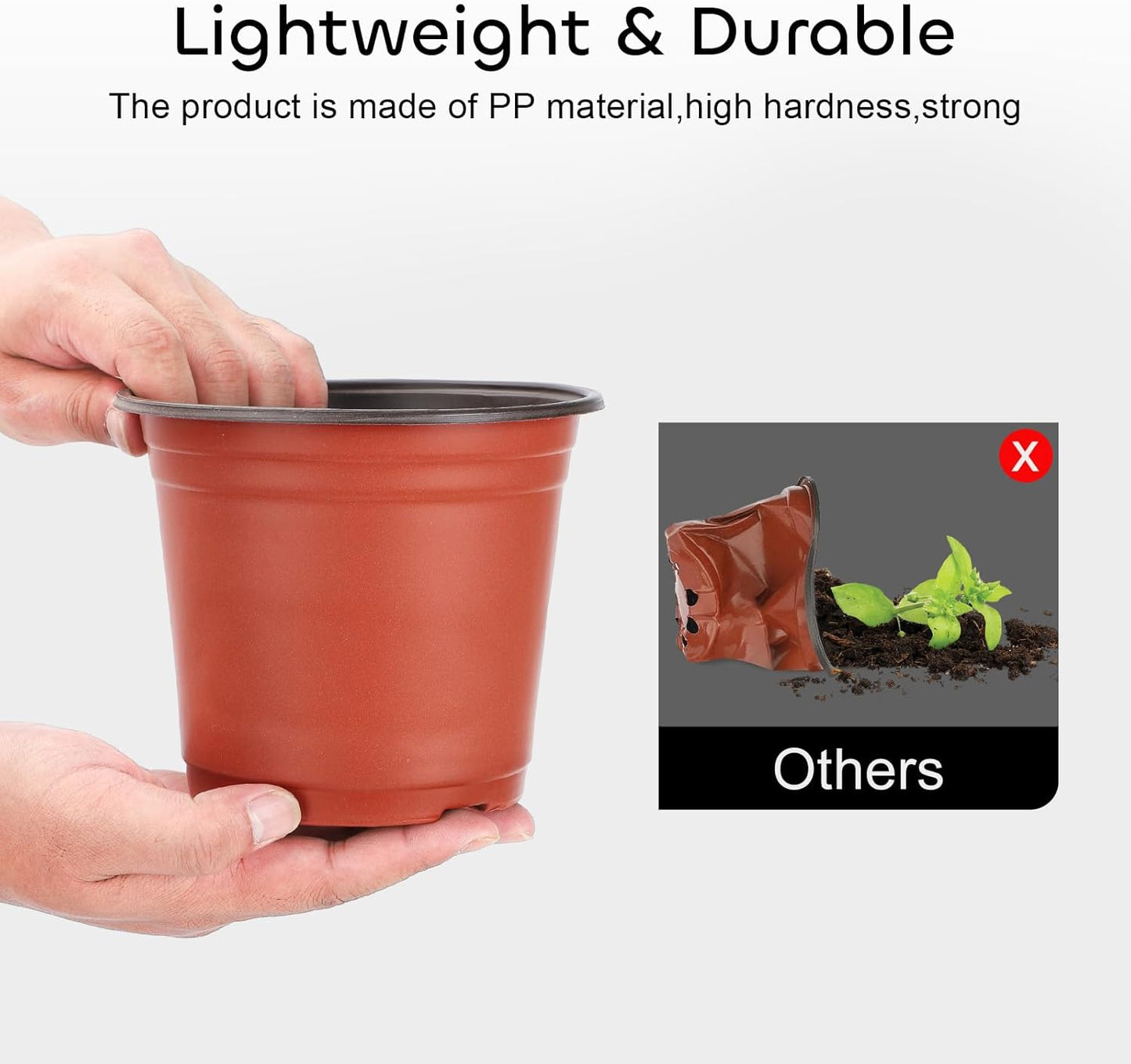 GROWNEER 60-Pack 6 Inch Plastic Nursery Pots with 15 Plant Labels – Seed Starter Kit for Indoor & Outdoor Flower Planting and Gardening Seedling Planter