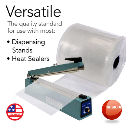 RESILIA Lay Flat Poly Tubing - Food-Grade Polyethylene, Custom Poly Bag Packaging Solution, 12 Inches x 500 Feet, 4 Mil, 0.004 Inch, Thickness, 1 Roll, Made in the USA