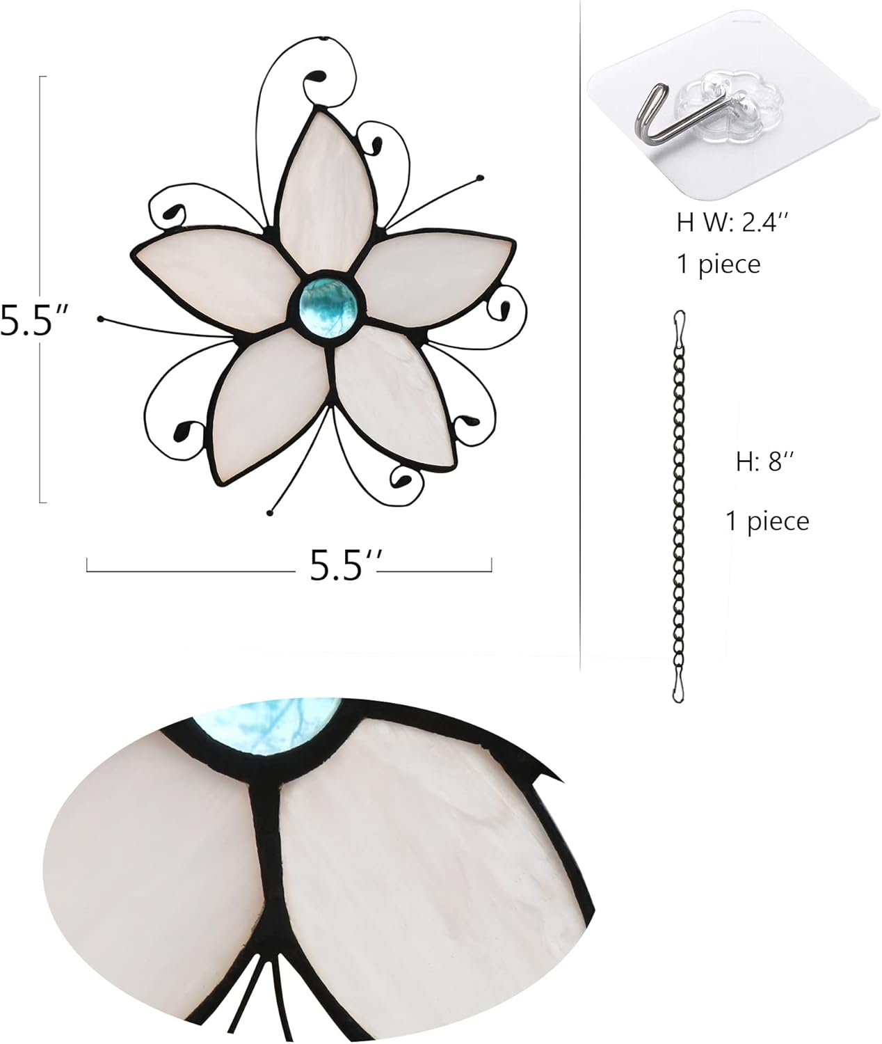 Forget Me Not Flower Stained Glass Window Hangings,Flower Decoration Stained Glass Suncatcher for Kitchen Window,Flowers Gift for Mom,Grandma, Birthday Gift for Women