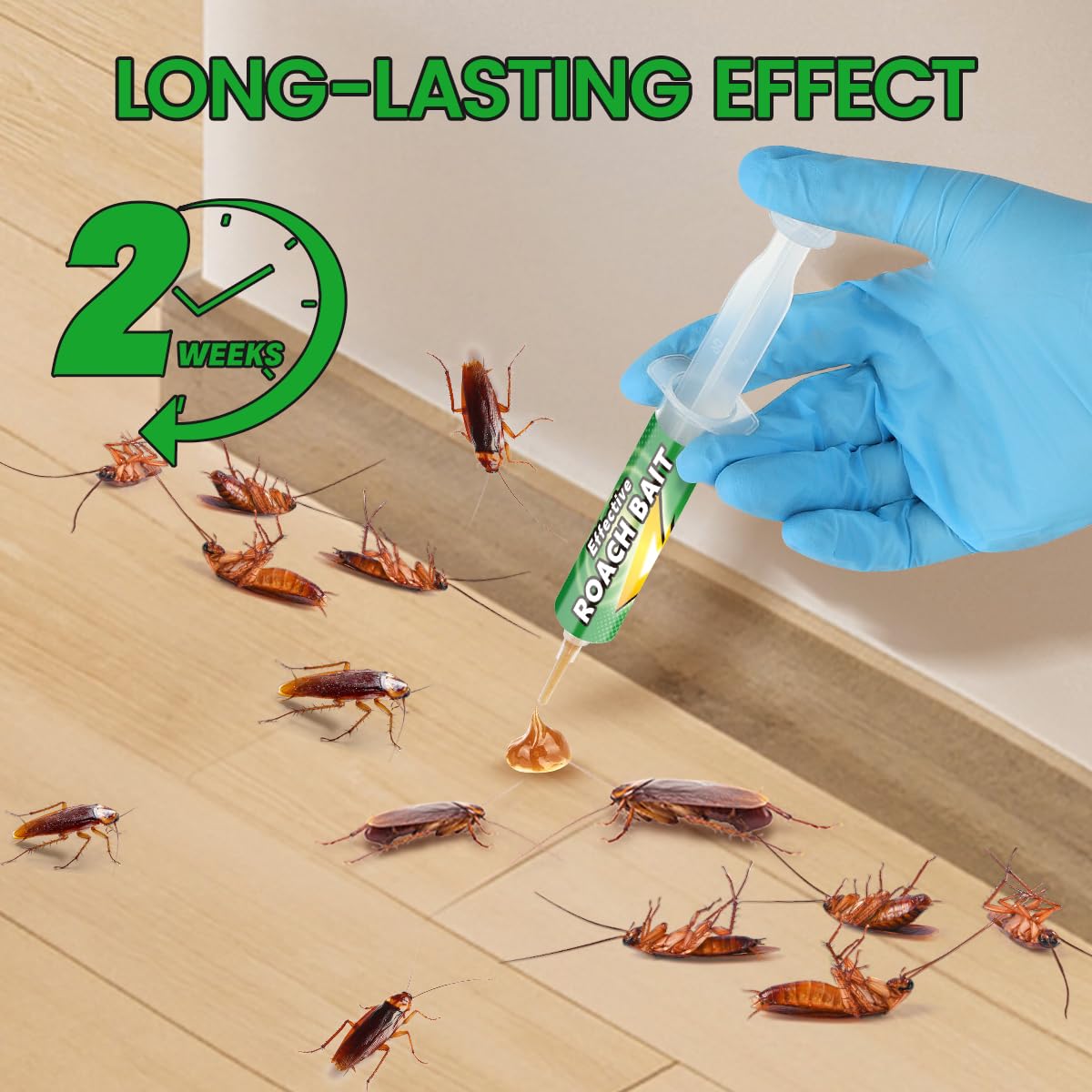 Roach Gel Bait 10 Pack - Fast-Acting Indoor Cockroach Infestation Killer Gel for Indoor Pest Control, Targets German American Oriental Roaches, Includes Gloves and Applicator