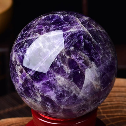 6-7CM/2.36-2.76inch Natural Crystal Ball Amethyst Sphere Hand Polished Decorative Sphere Healing Crystals Ball Healing Stone Crafts Fengshui Home Decoration Collect Gifts(Amethyst, 60-70mm)