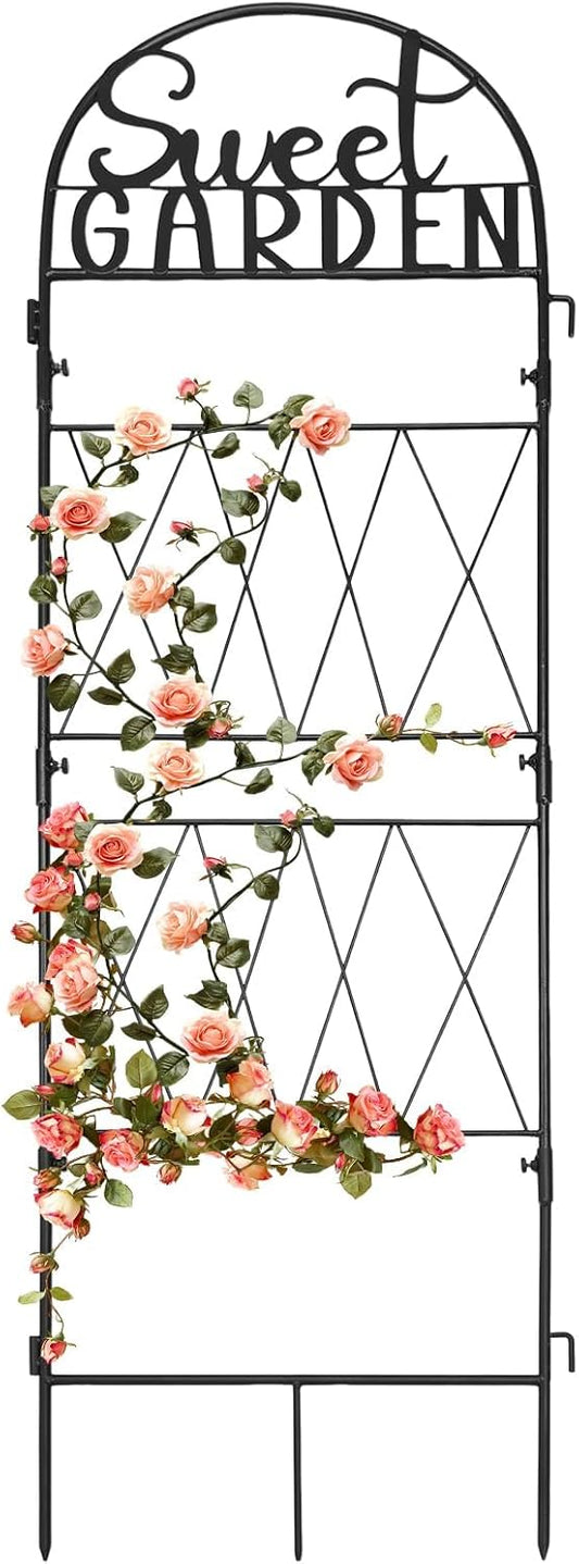 hogardeck 1PC Metal Garden Trellis 45 * 35 inch for Climbing Plants Flowers Outdoor,Heavy Duty,Black Coating Rustproof Trellis for Rose, Vegetable, Flowers, Perfect for Training Climbing Plants