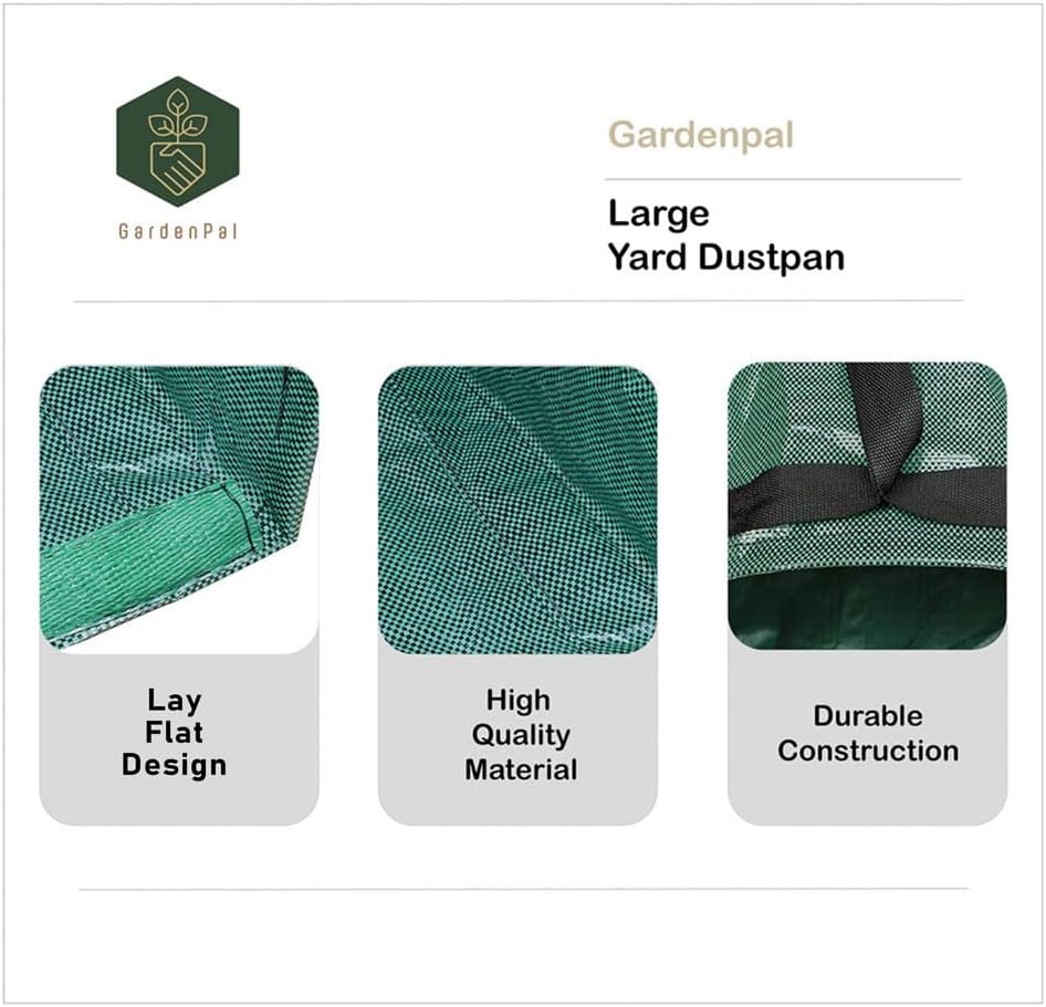 Gardenpal 2-pack Yard Waste Bags for Collecting Leaves, PE Gardening Bags, Lawn and Leaf Bags, Large Yard Dustpan-Type Garden Bag, Reuseable Garden Waste Container, 53 Gallon Per Bag