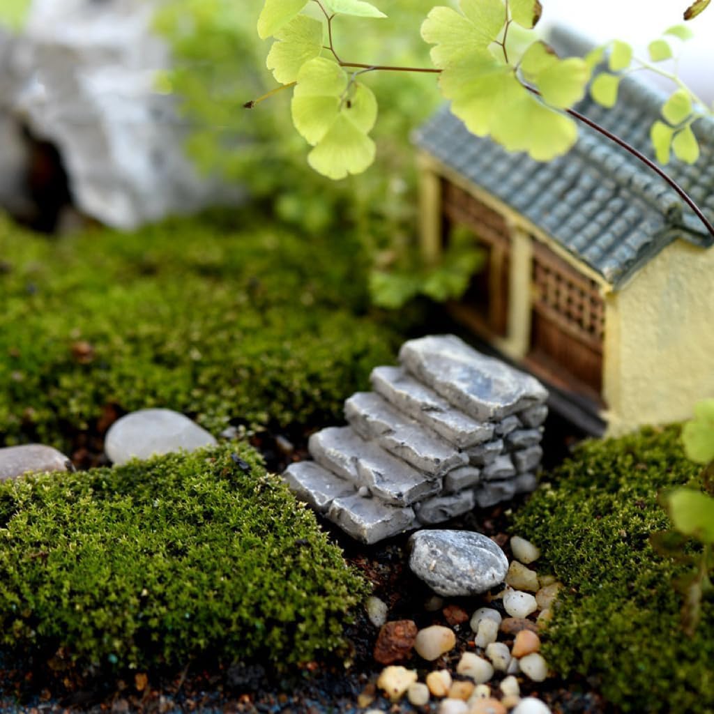 2Pcs Gray Micro Landscaping Decor Bonsai Craft Miniature Resin Bridge Stair Stone Straight Bridge Stairs Stone Steps Garden Fairy Ornament Flower Pot Plant Straight Stairs Outdoor Garden Miniatures