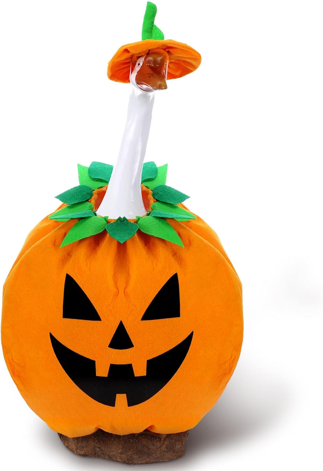 Halloween Pumpkin Goose Outfit Porch Goose Clothes Yard Silly Lawn Duck Shirt for Cement Plastic Duck(23'' Porch Style)