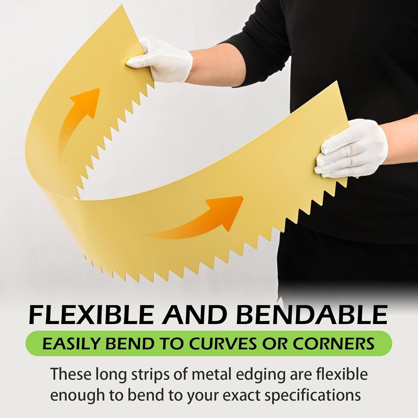 Landscape Edging Kit,6 PCS 40" L x 8" H Galvanized Bendable Metal Garden Edging for Lawn Yard, Coated Bendable Metal Strips, No-Dig Hammer-in Edging Border w/Clips,Champagne (8In, 20 FT)