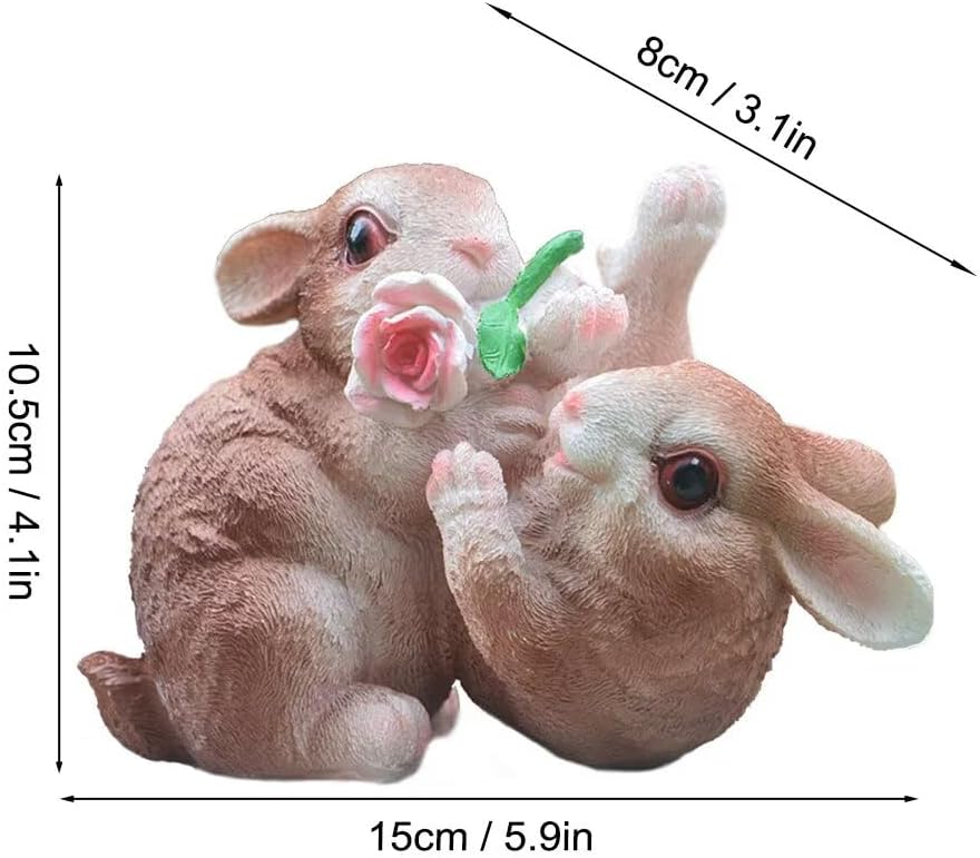 Garden Statues Bunny Decor Resin Flower Rabbit Figurine Cute Fairy Garden Decor Outdoor Statues for Patio Yard Porch Balcony Gifts for Women Mom Grandma Brown
