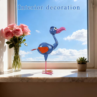 Metal Flamingo Statue Outdoor Garden Decor- Garden Statue Decor Yard Art for Lawn, Backyard - Unique Animal Figurine for Birthday, Housewarming, Christmas