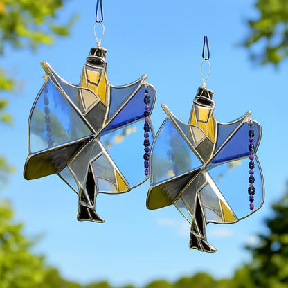 Handmade Stained Glass Spinner,Dancing Lady Stained Glass Spinner,Colorful Wind Spinner Ornament, Kinetic Acrylic Hanging Decor Unique Boho Hanging Ornament for Window, Garden, Porch (2 PCS)