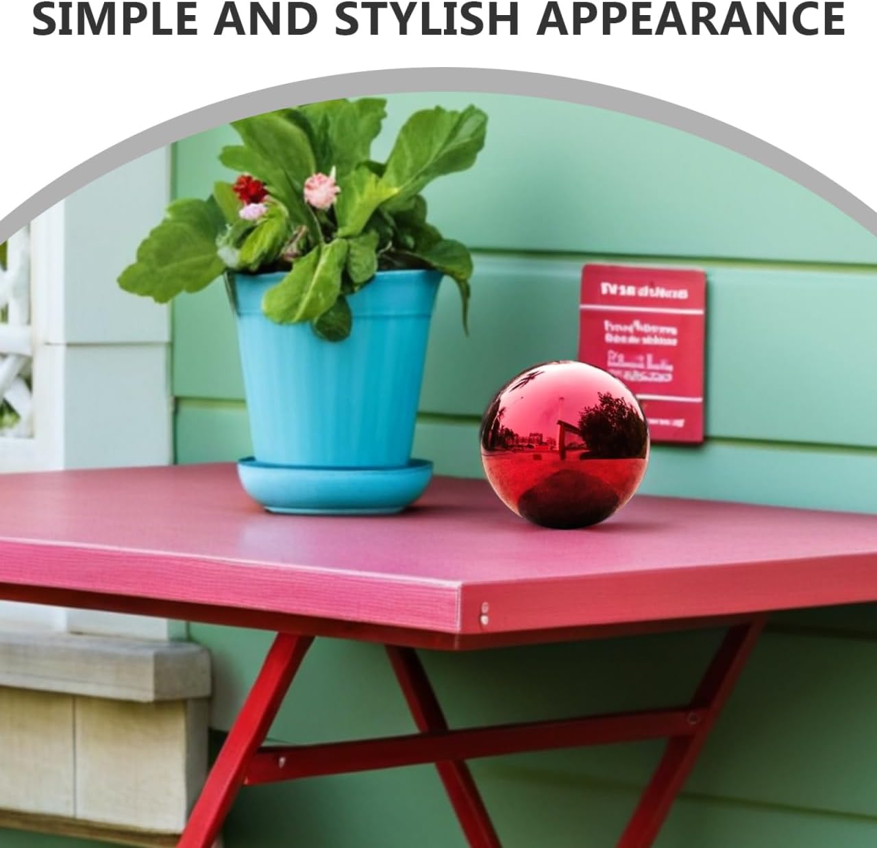 Toyvian Stainless Steel Mirror Reflective Ball: 5.3 Inch Polished Red Gazing Sphere Outdoor Garden Decoration Reflective Ornament