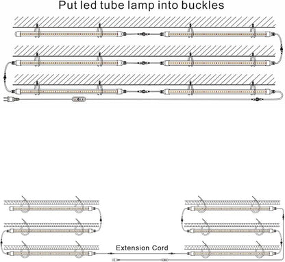 CusomikT8 T5 LED Grow Light Strips 2ft 60W(6x10W, 500W Equivalent) Full Spectrum, IP65 Waterproof Indoor Outdoor Plant Grow Lights for Greenhouse Shelves Wired Timing Switch, Plug Play 6-Pack