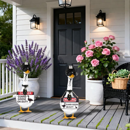 8 Pcs Porch Goose Accessories Porch Goose Sign Goose Police Hat Eyeglasses Ties Danger Guard Goose on Duty Warning Sign Goose Outfits Decor for Yard Porch Lawn