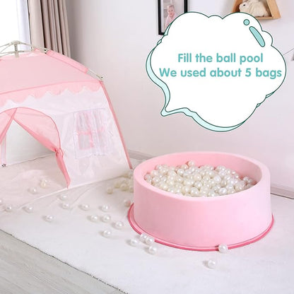 Ball Pit Balls for Kids, Plastic Refill 2.2 Inch Balls, 100 Pack, Bright Colors, Phthalate and BPA Free, Includes a Reusable Storage Bag with Zipper