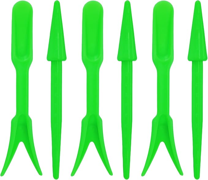6PCS Mini Garden Hand Succulent Transplanting Tools Set, Plastic Seedling Dibber and Digging Tools for Indoor Gardening, Home Plant Care, Repotting, Lawn Maintenance(Green)