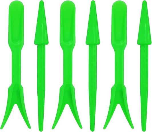 6PCS Mini Garden Hand Succulent Transplanting Tools Set, Plastic Seedling Dibber and Digging Tools for Indoor Gardening, Home Plant Care, Repotting, Lawn Maintenance(Green)