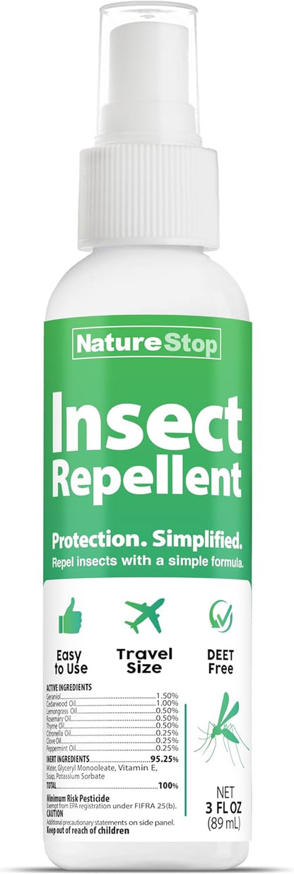 Insect Repellent Spray, DEET-Free Travel-Size Bug Spray for Skin & Outdoor Protection, 3 oz (90mL)