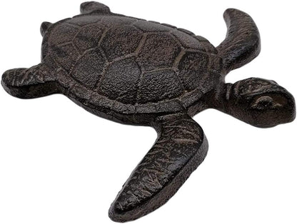 Comfy Hour Antique and Vintage Ocean Collection Cast Iron Ocean Turtle Figurine, Indoor Outdoor Garden Decor, Brown