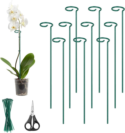 Kingsyard 16 Inch Plant Support Stakes - 10 Pack, 4.5mm Thick All Metal Garden Plant Stakes for Outdoor Plants Single Stem Flowers Dahlia Lily Rose Peony Hydrangea Tomatoes Sunflower Gladiolus