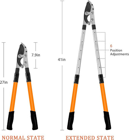 27-41'' Extendable Hand Loppers for Pruning, Tree Trimmer with 1.5" Cutting Capacity, Chops Thick Branches Ease, Heavy Duty Tree Pruner with SK5 Spare Blade