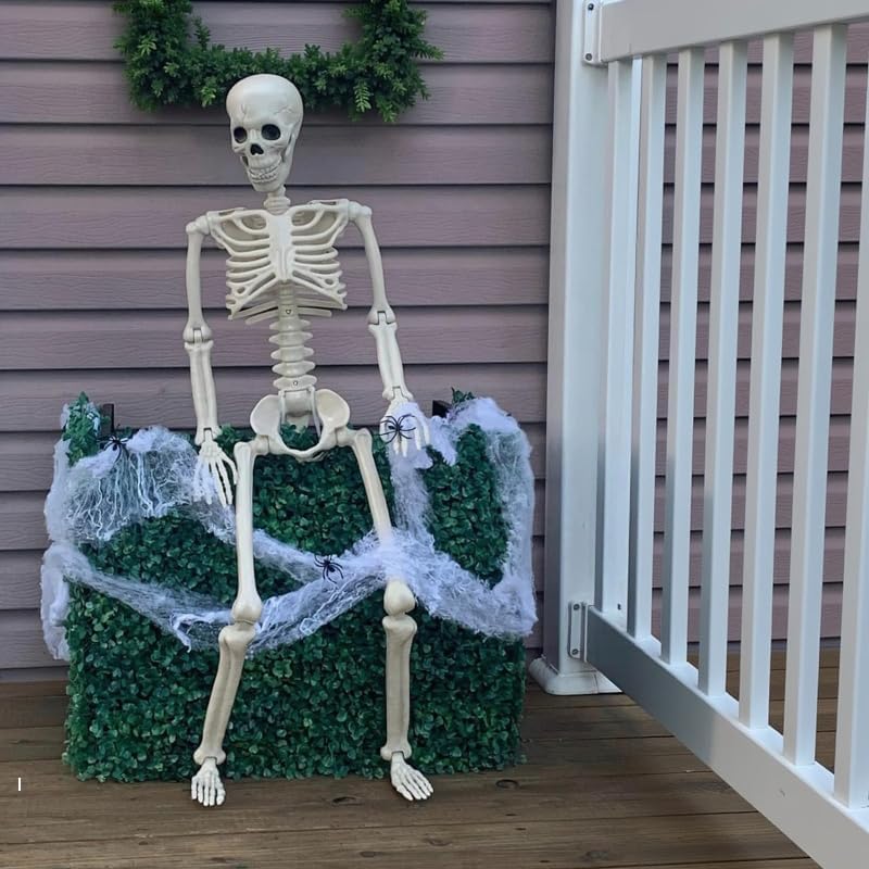 Skeleton Halloween Decorations Outdoor Indoor - 1Pcs 36" 1Pcs 16" Posable Plastic Skeleton,3FT Movable Joints Full Body Bones,Funny Halloween Decor for Party,Porch,Haunted House,Yard, Garden,Graveyard
