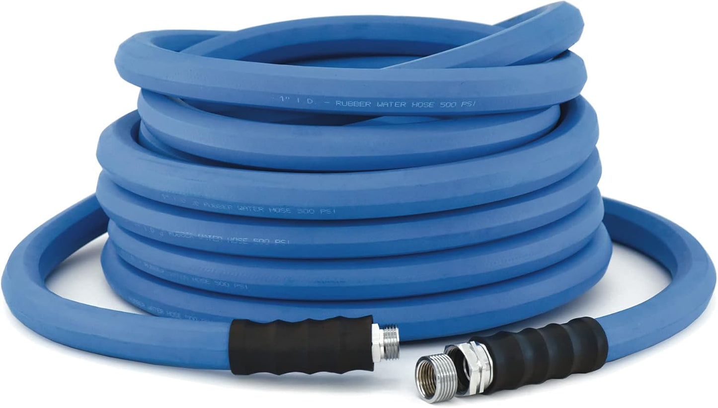 BluSeal Hot/Cold Water Rubber Garden Hose, 100% Rubber, Ultra-Light, Super Strong, 500 PSI, 50F to 190F Degrees, High Strength Polyester Braided (5/8" x 50')