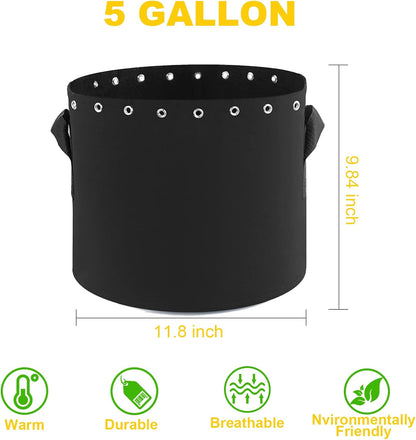 5 Gallon Fabric Pots with Holes 5 Packs with Handles Plant Grow Bags