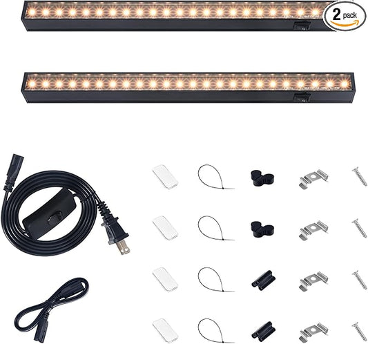 Barrina T5 Grow Lights for Indoor Plants Full Spectrum, 1FT 10W (2 X 5W) Indoor Plant Light with Separate Switch, Linkable, Grow Lamp with Magnetic Installation, Yellow, 2 Packs