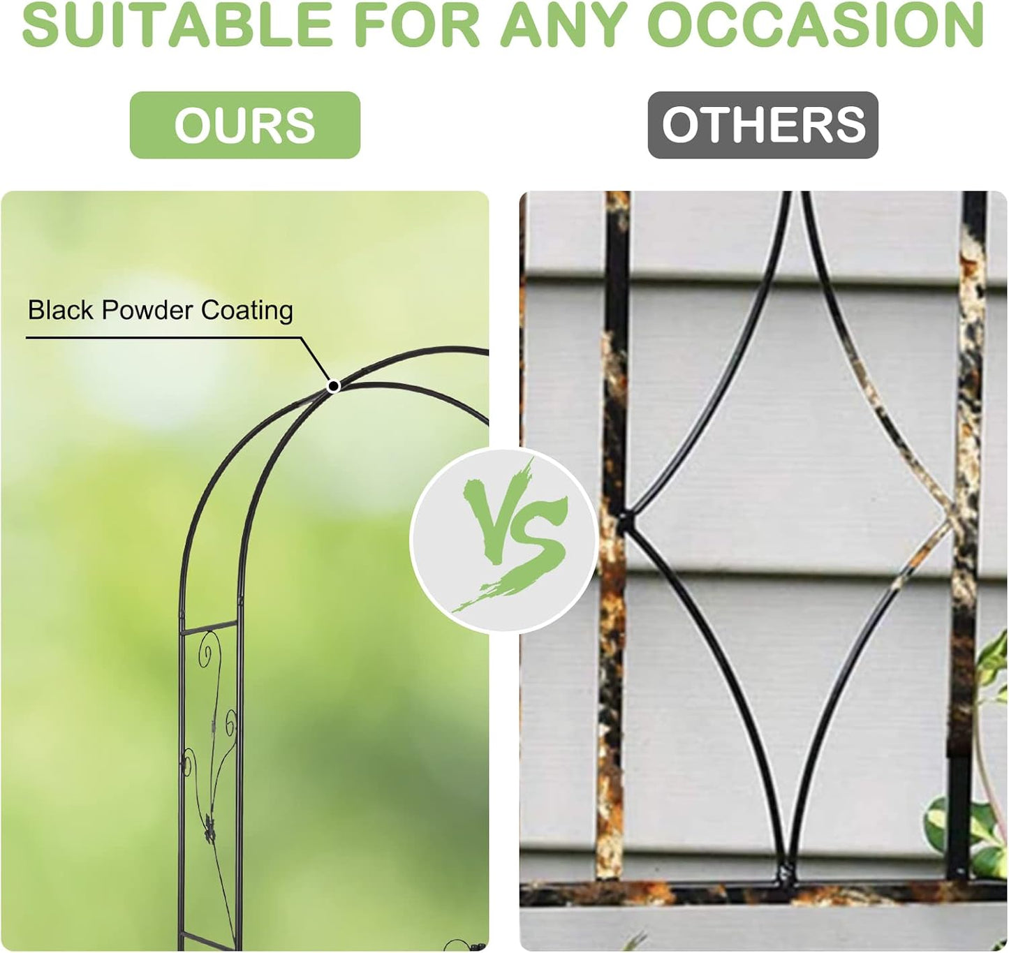 Metal Garden Arch with Gate - Garden Arbor with Gate, Garden Arbor Trellis w/Door for Climbing Plants, Rose, Vine, Wedding, Garden Trellis Arch for Outdoor, Lawn, Backyard, 7'H X 3.6'W, Black