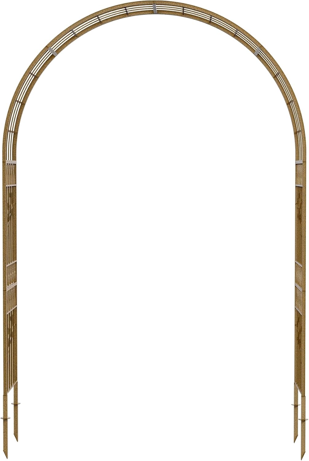Jardineer Leaf-Patterned Garden Arch Trellis, 70.9W x 104.3H x 20.5D inch, Metal Garden Arbor with Decorative Leaf Design, Rustproof with Extended Thick Ground Stakes (Copper)