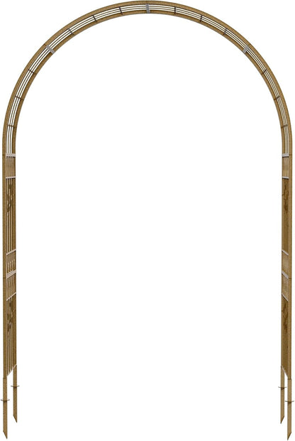 Jardineer Leaf-Patterned Garden Arch Trellis, 70.9W x 104.3H x 20.5D inch, Metal Garden Arbor with Decorative Leaf Design, Rustproof with Extended Thick Ground Stakes (Copper)